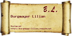 Burgmayer Lilian névjegykártya